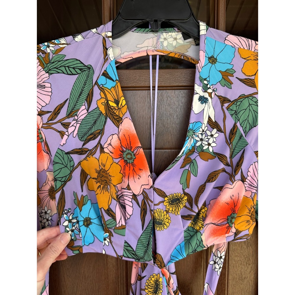 AFRM Women's Maxi Retro Floral Cut Out Festival Dress SZ XS - Picture 3 of 5